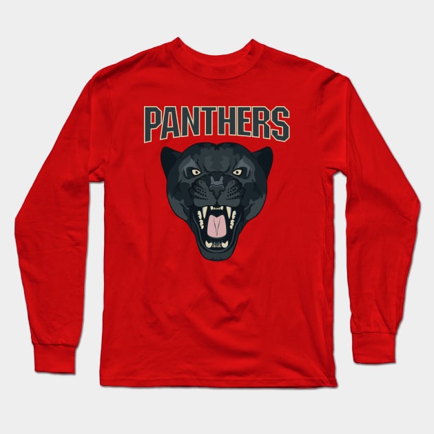 Panthers head Long Sleeve T-Shirt by Mako Design 